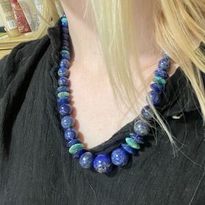 Blue and green beaded necklace